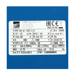 EBARA ปั๊มแสตนเลส - 3สาย รุ่น 3M 40-200/7.5 - Image 4