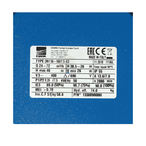 EBARA ปั๊มแสตนเลส - 3สาย รุ่น 3M 50-160/7.5 - Image 4
