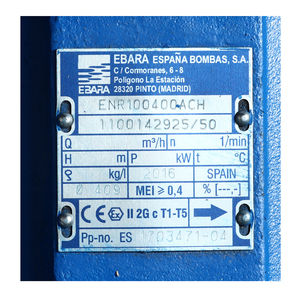 EBARA ปั๊มเพลาลอย ไม่รวมหน้าแปลน รุ่น ENR 100-400 - Image 3