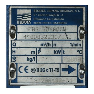 EBARA ปั๊มเพลาลอย ไม่รวมหน้าแปลน รุ่น ENR 150-400 - Image 3