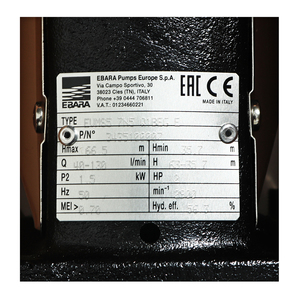 EBARA ปั๊มน้ำหลายใบพัดแบบตั้ง รุ่น EVMS5 7N5/1.5 - Image 4