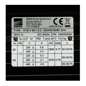 EBARA ปั๊มน้ำหลายใบพัดแบบตั้ง รุ่น EVMS5 7N5/1.5 - Image 5