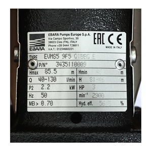 EBARA ปั๊มน้ำหลายใบพัดแบบตั้ง รุ่น EVMS5 9F5/2.2 - Image 4