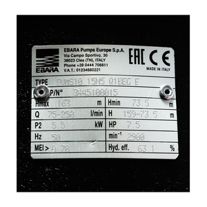 EBARA ปั๊มน้ำหลายใบพัดแบบตั้ง รุ่น EVMS10 15F5/5.5 - Image 4