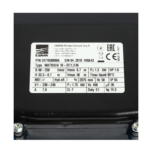 EBARA ปั๊มน้ำหลายใบพัดแนวนอน รุ่น MATRIX 10-3T/1.3M - Image 4