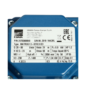 EBARA ปั๊มน้ำหลายใบพัดแนวนอน รุ่น MATRIX 3-6T/0.9 - Image 4