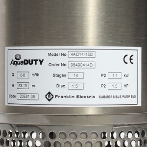 FRANKLIN ชุดปั๊ม 4AD 1.5แรง 14ใบพัดท่อ 1.5" 220V. - Image 2