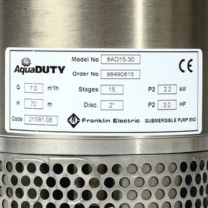 FRANKLIN ชุดปั๊ม 8AD 3 แรง 15 ใบพัดท่อ 2" 220V. - Image 2