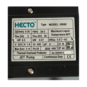 HECTO ปั๊มหอยโข่งใบพัดเฟือง 0.5 HP รุ่น HB60 - Image 5
