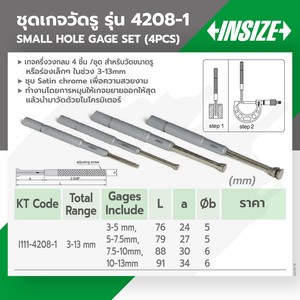 INSIZE ชุดเกจวัดรู 4 ชิ้น (Small Hole Gage) รุ่น 4208-1 - Image 4