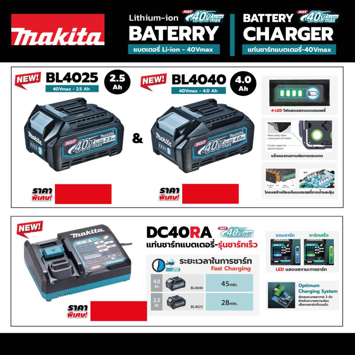 MAKITA รุ่น DC40RA เครื่องชาร์จแบตเตอรี่ 40 โวลต์ (ชาร์จเร็ว) - Image 2