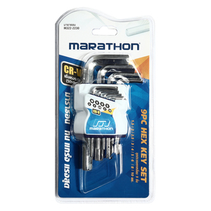 MARATHON ชุดประแจแอลหกเหลี่ยม 9 ชิ้น ขนาด 1.5, 2, 2.5, 3, 4, 5, 6, 8, 10 มม.