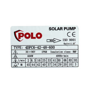 POLO ปั๊มซับเมิร์ส DC บัสเลสโซล่าเซลล์ รุ่น 4DPC6-42-48-600 - Image 6