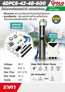 POLO ปั๊มซับเมิร์ส DC บัสเลสโซล่าเซลล์ รุ่น 4DPC6-42-48-600 - Image 5