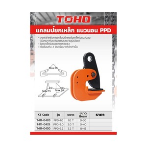 TOHO แคลมป์ยกเหล็กแนวนอน PPD ขนาด 3.2 ตัน - Image 2
