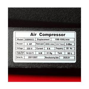 POLO ปั๊มลมขับตรง (โรตารี่) รุ่น SGBM9033 ถัง 50L 3HP แรงลม 8B - Image 2