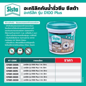 SISTA อะคริลิคกันน้ำรั่วซึม รุ่น D100-2B ยาแนว สีขาว ขนาด 4 กก. - Image 5