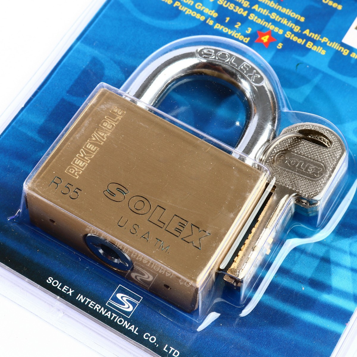 SOLEX กุญแจคล้อง คอสั้น ขนาด 55 มม. รุ่น R55 PREMIUM - Image 2