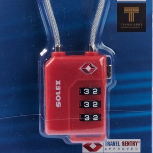 SOLEX กุญแจรหัส 3 ตัวเลข คล้องล็อคกระเป๋า สีแดง รุ่น TSA33W - Image 3