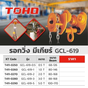 TOHO รอกวิ่ง มีเกียร์ ขนาด 2 ตัน GCL-619 - Image 3